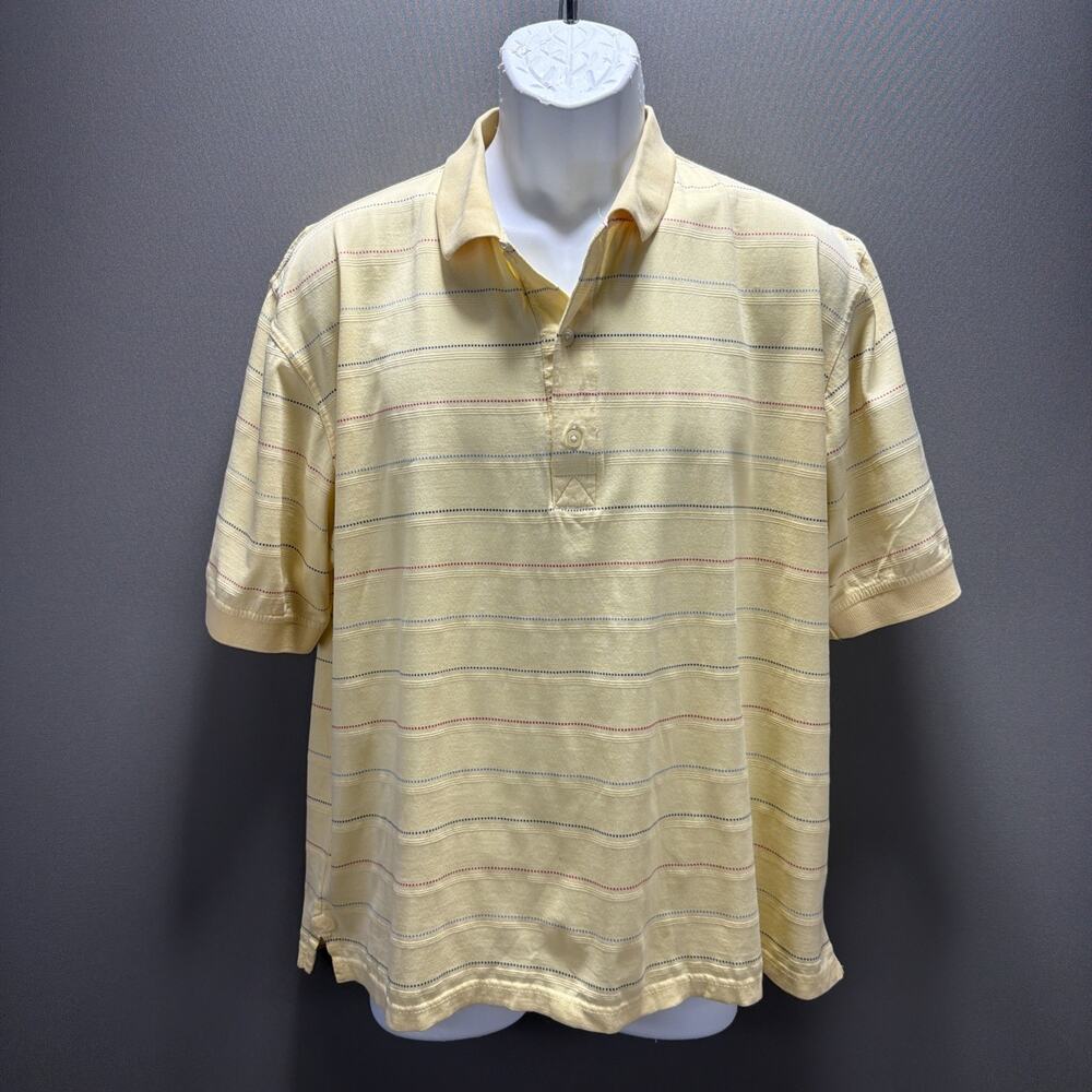 Greg Norman Shirt Mens Medium Pale Yellow Short Sleeve Golf Polo